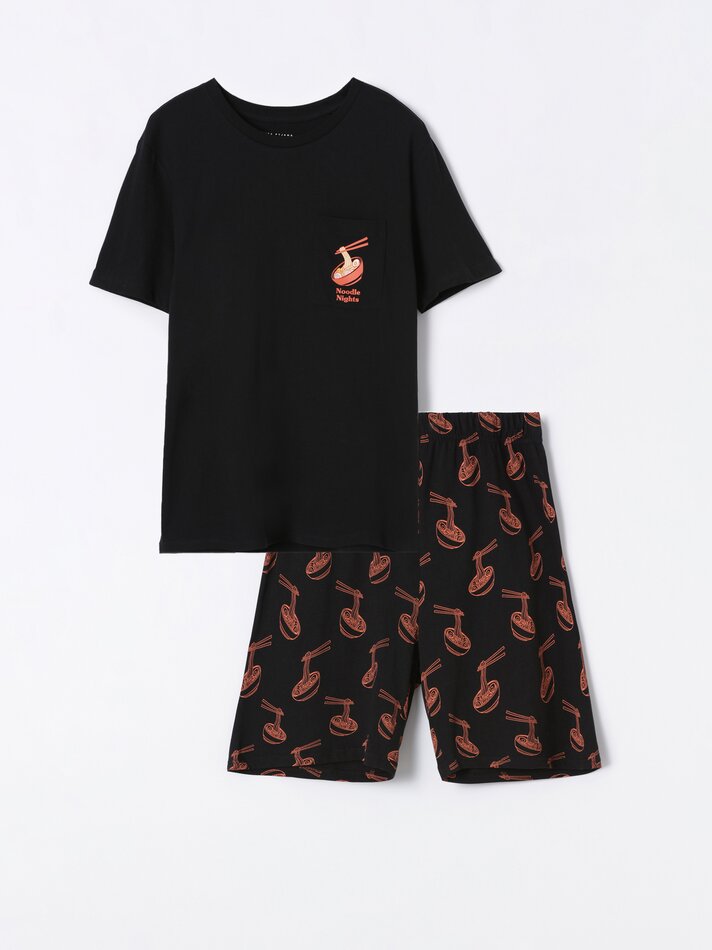 Conjunto de pijama curto - Preto