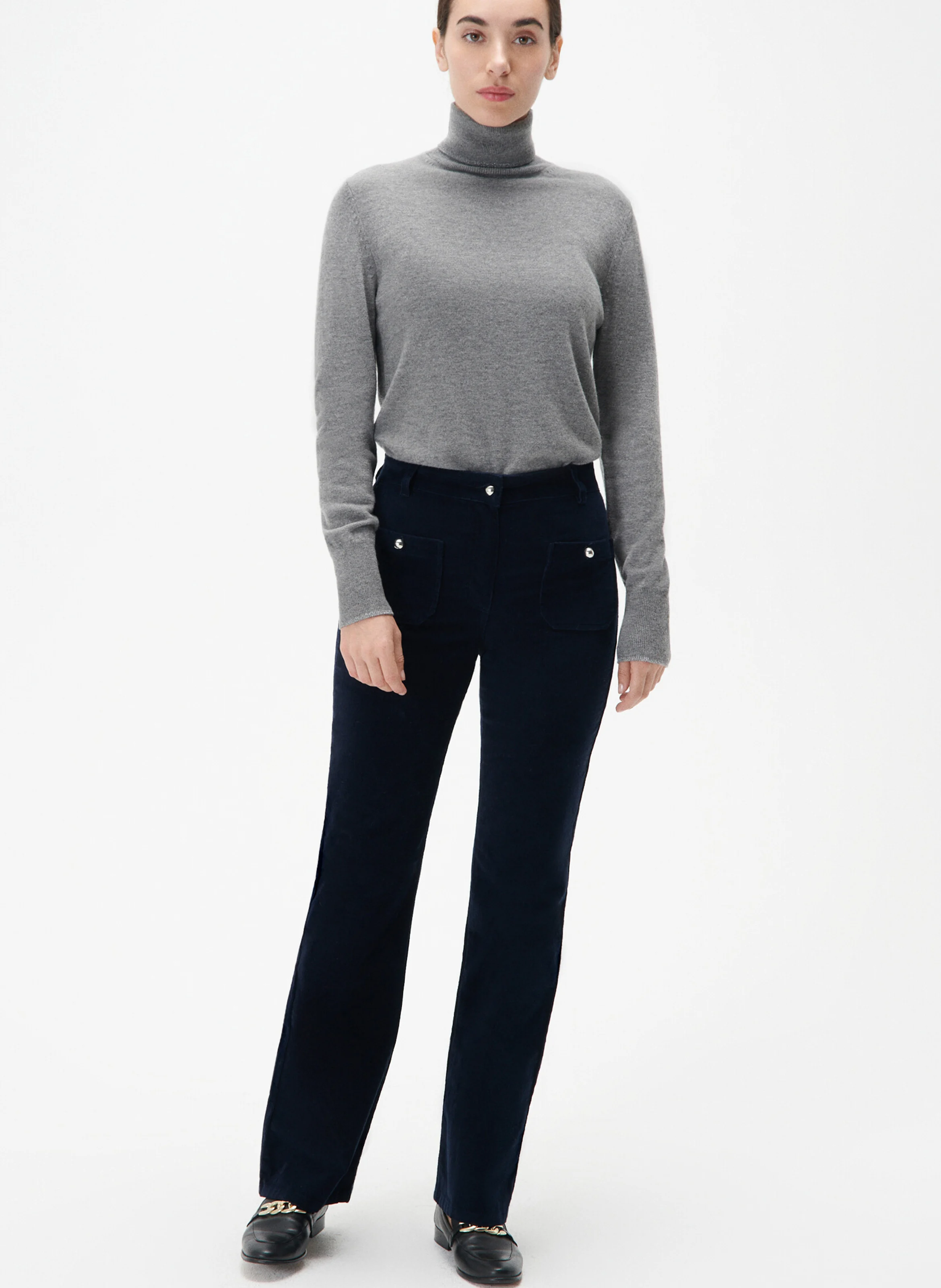 PELLEY - Pantalon bootcut en velours| Bleu