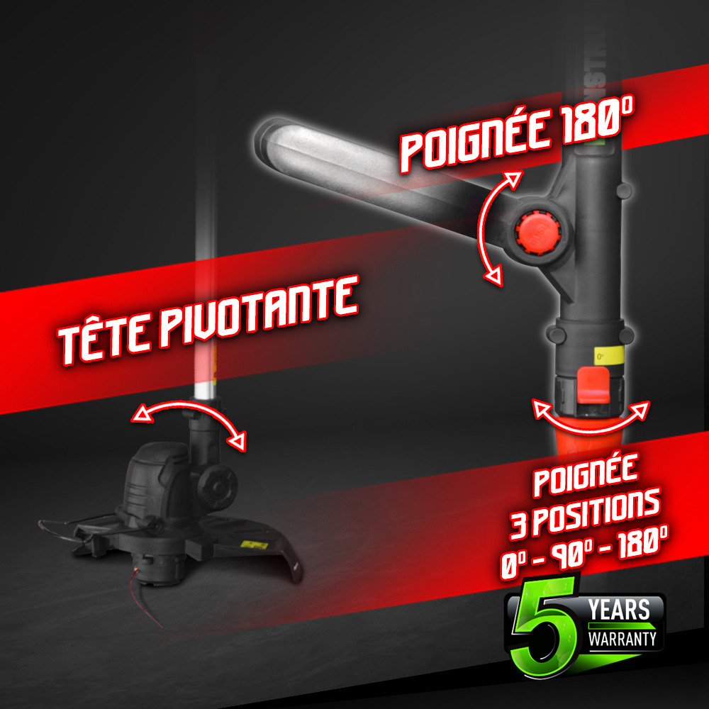 Coupe bordures 20v max sans batterie - manche téléscopique - constructor