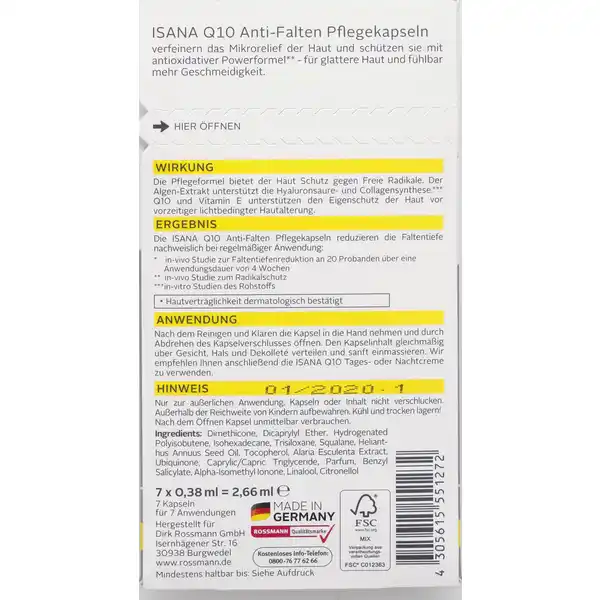 Q10 Anti-Falten Pflegekapseln