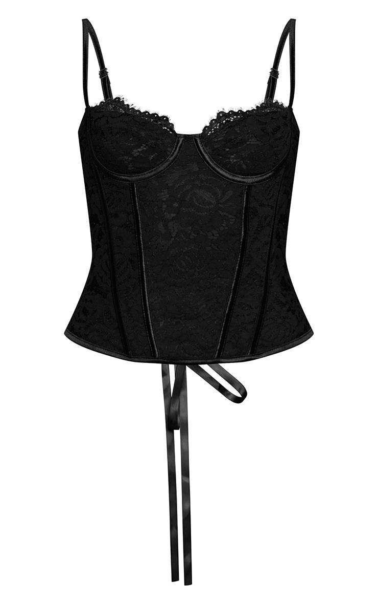 Noir Corset En Dentelle Structuré