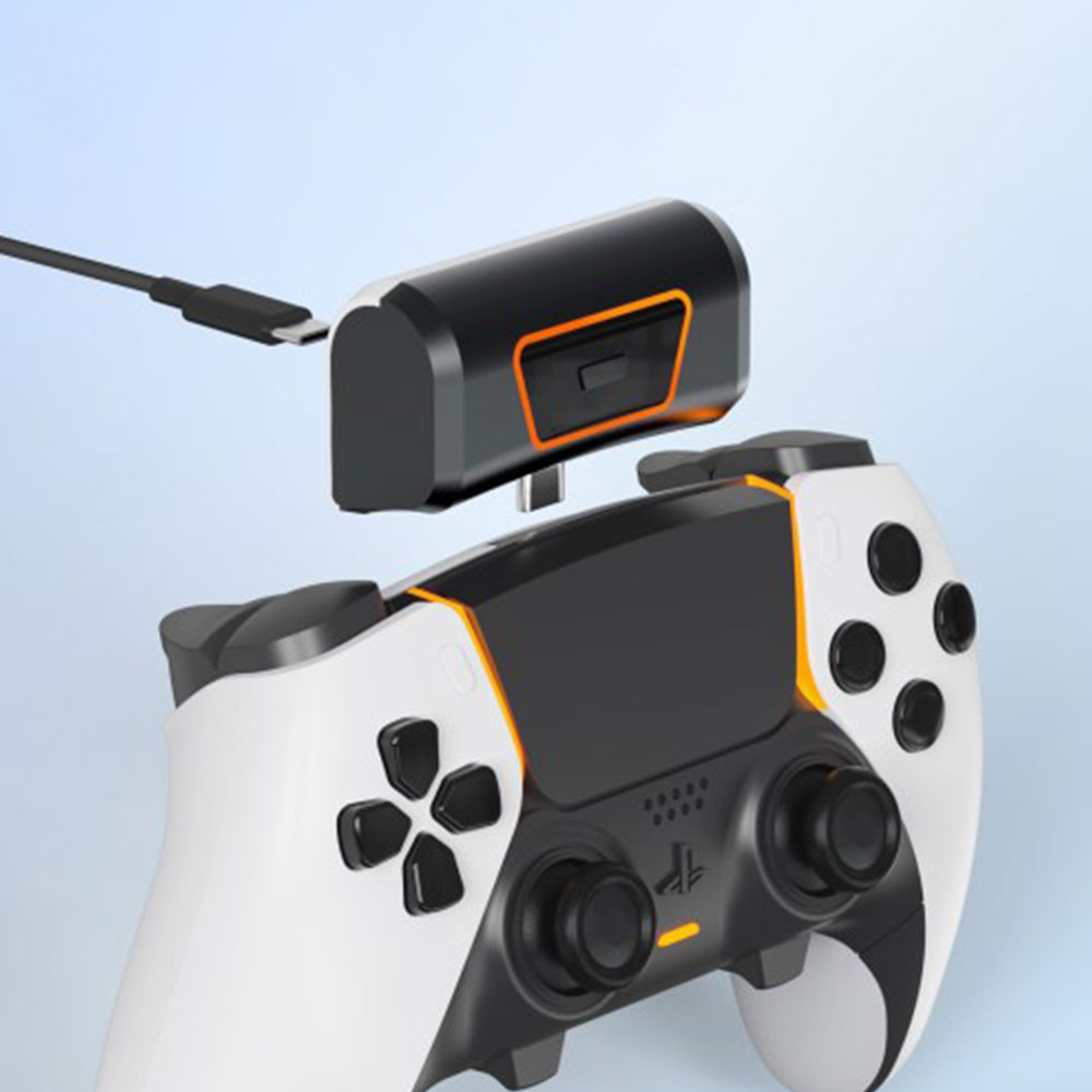 Powerbank für PlayStation PS5 / PS5 Edge Controller mit LED Ladeanzeige (1900mAh) - Weiss / Schwarz