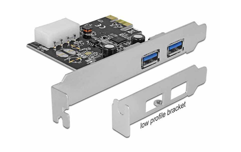 PCI-Express-Karte USB 3.0 Typ-A + LowProfilePCI-Express-Karte, 2x USB 3.0 (extern), inkl. Low-Profile-Blende