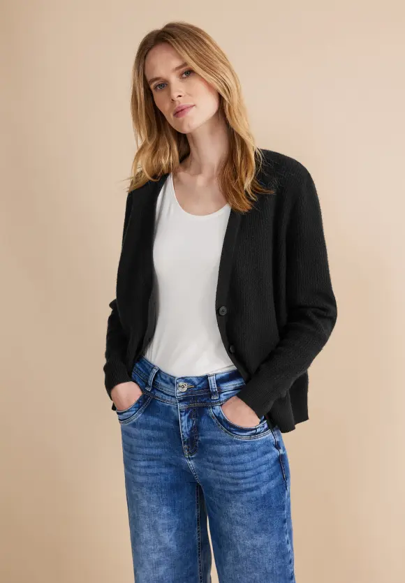 V-Ausschnitt Cardigan - Black