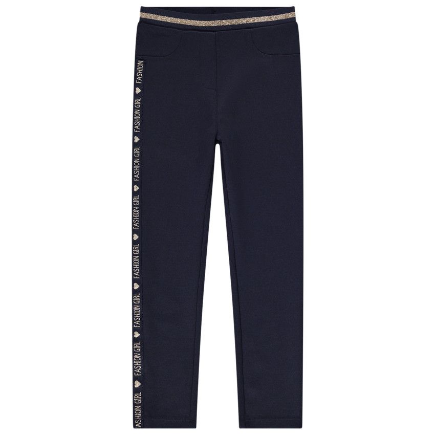 Legging milano à bande lurex pour fille - Bleu marine