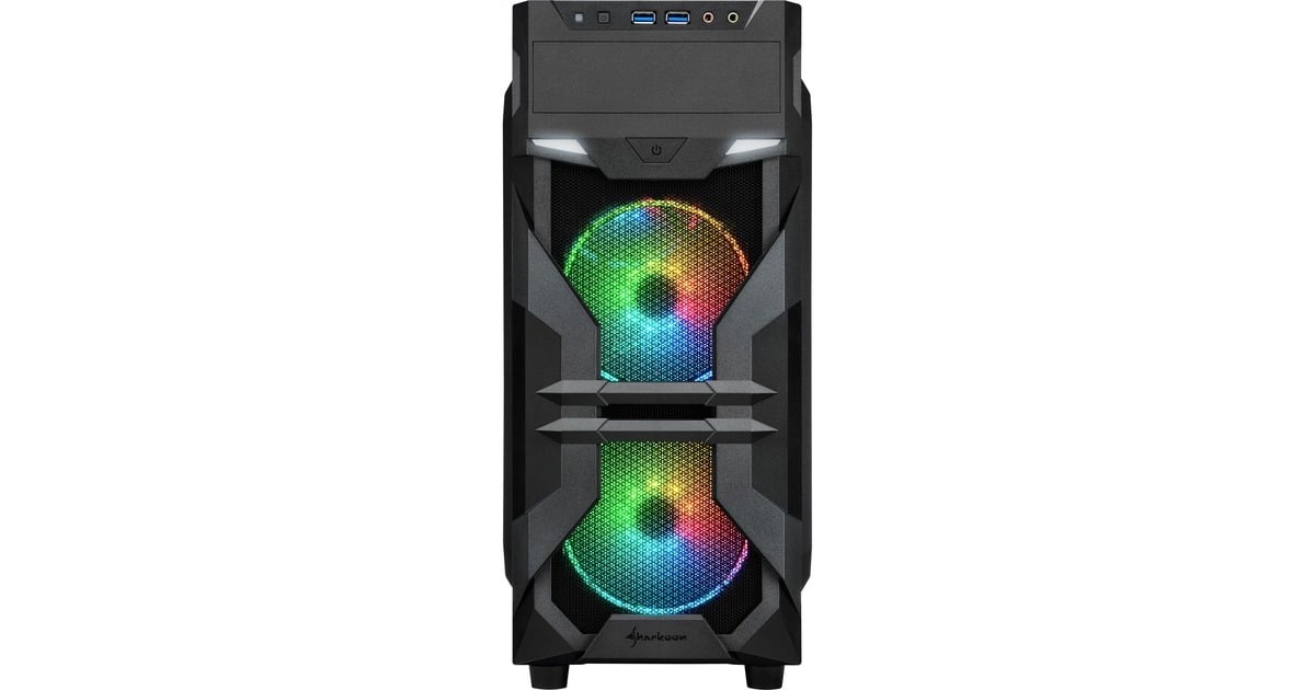 SharkoonVG7-W RGB midi tower behuizing  (Zwart | 2x USB-A | RGB | Window)