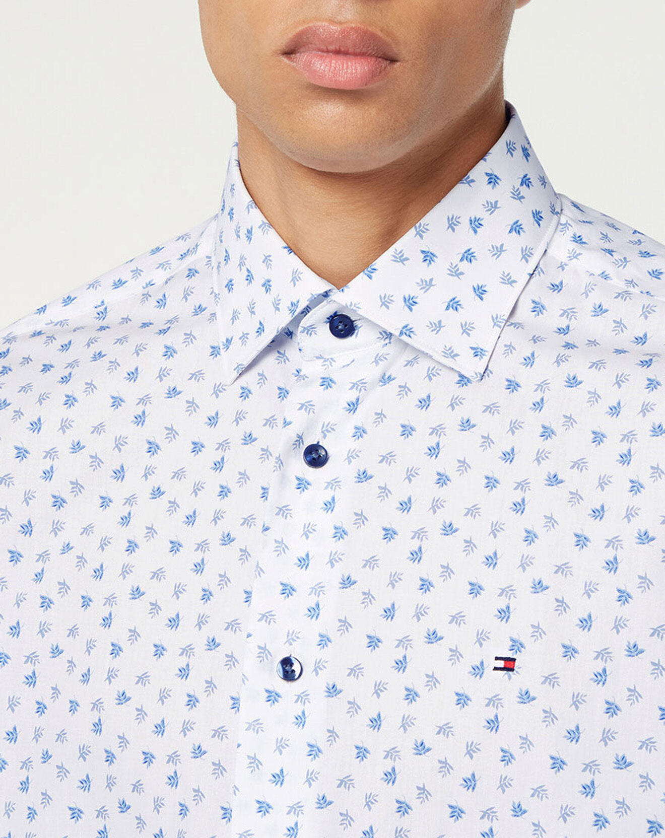 Tommy Hilfiger Chemise Regular imprimé feuilles blanc/bleu