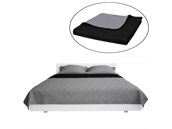 Couvre-lit à double face matelassé Noir-Gris 230x260