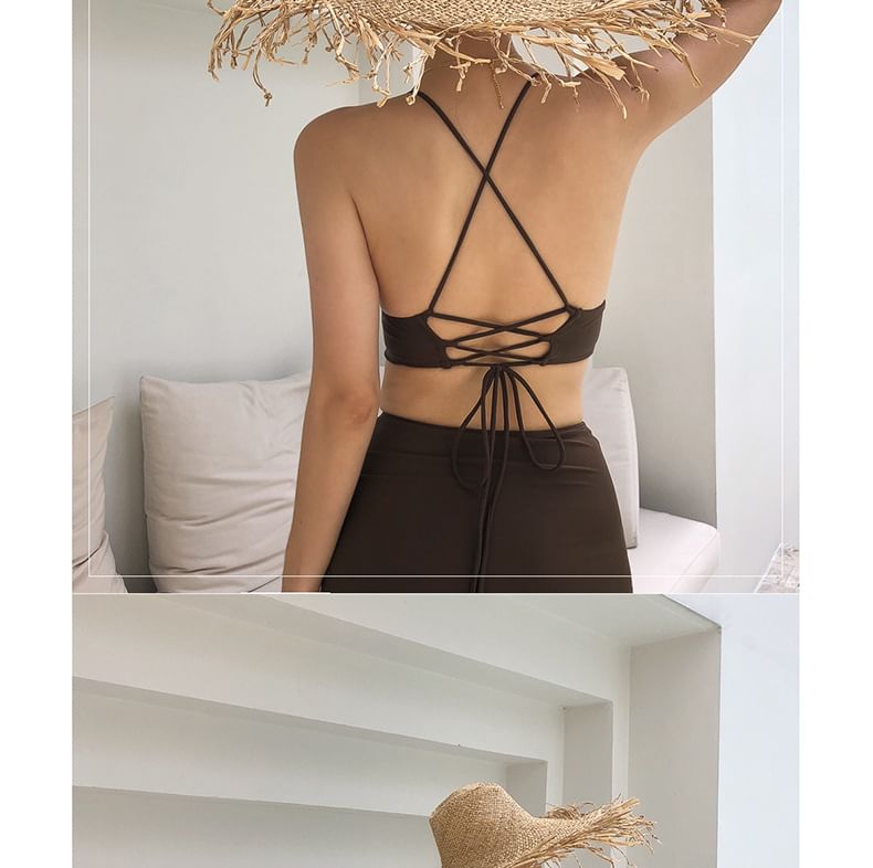Sabbia - Set: Cross-Back Bikini + High Waist Bottom