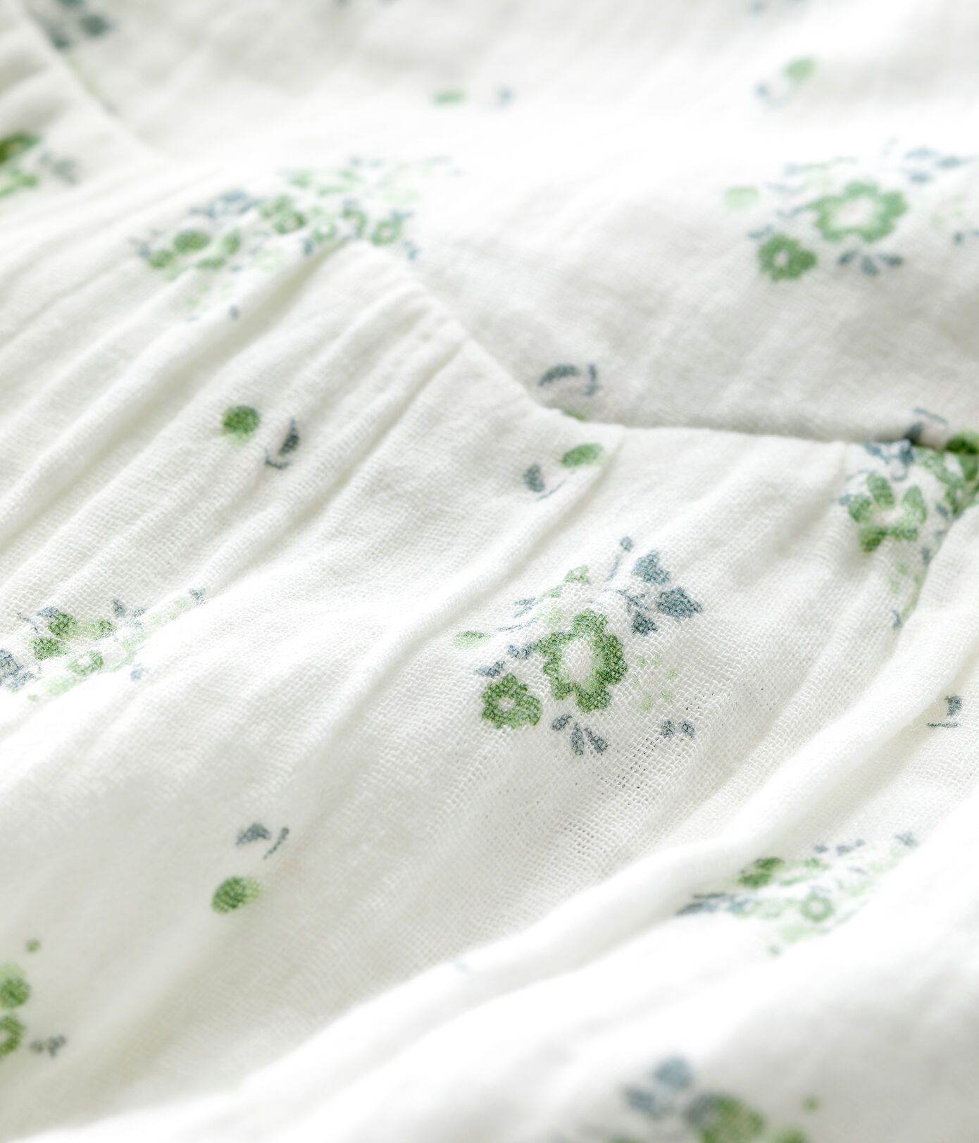 Blouse manches courtes imprimé fleuri en gaze de coton bio bébé