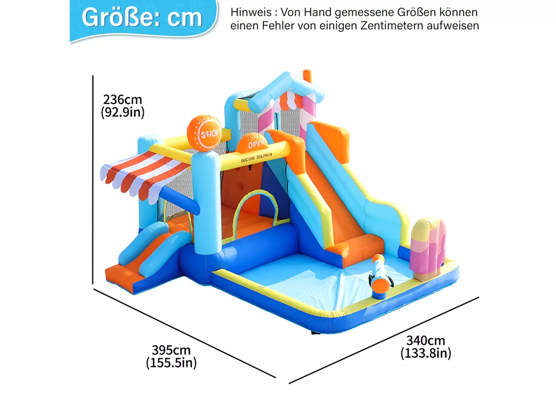 Château gonflable parc aquatique 7 en 1 pour enfants - 395 x 340 x 236cm - en oxford - avec souffleur - bleu