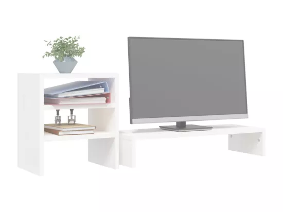 Support de moniteur Blanc 81x20x30 cm Bois de pin solide