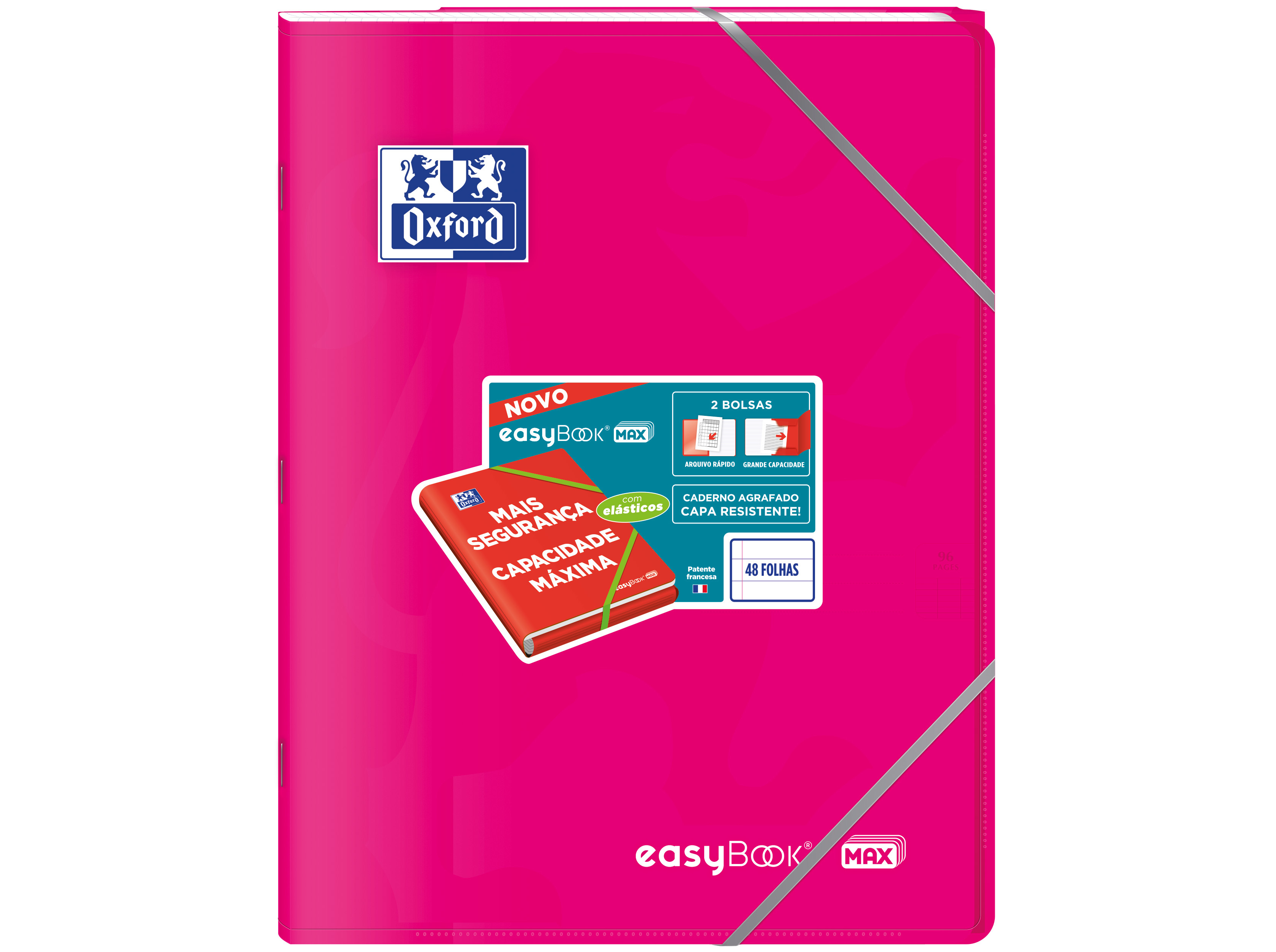 CADERNO AGRAFADO A4 OXFORD EASYBOOK MAXI COM ELÁSTICOS PAUTADO 48 FOLHAS CORES SORTIDAS