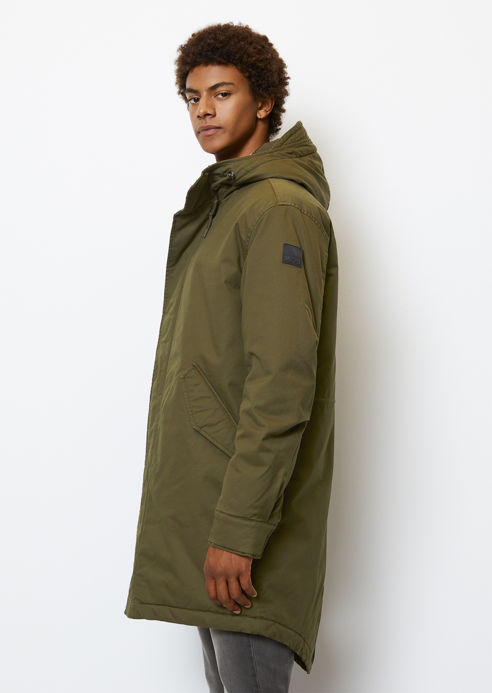 Wattierter Kapuzen-Parka regular aus Bio-Baumwolle mit Elasthan-Anteil