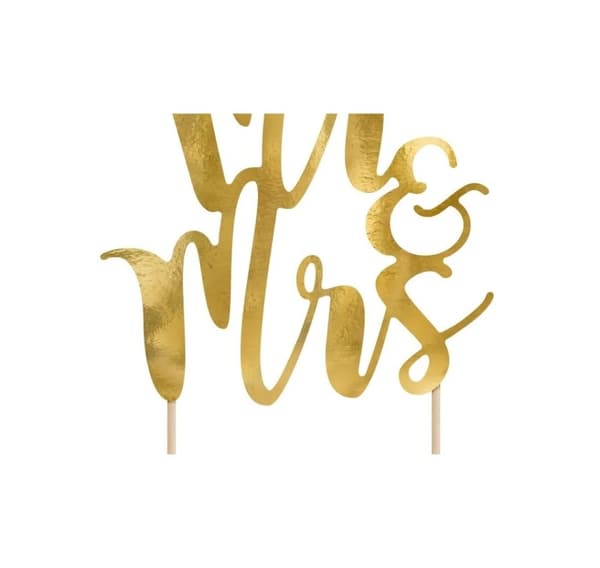 Kakedekorasjon 'Mr&Mrs gold'