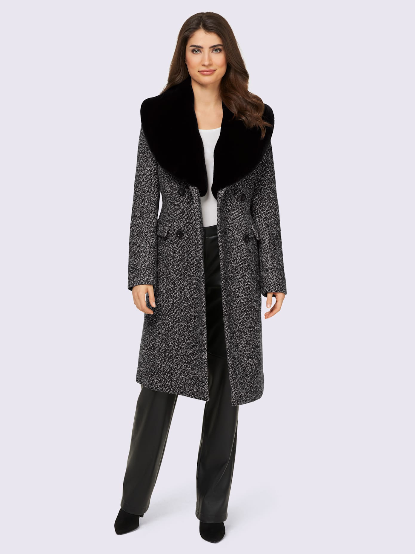 Manteau aspect bouclé élégant