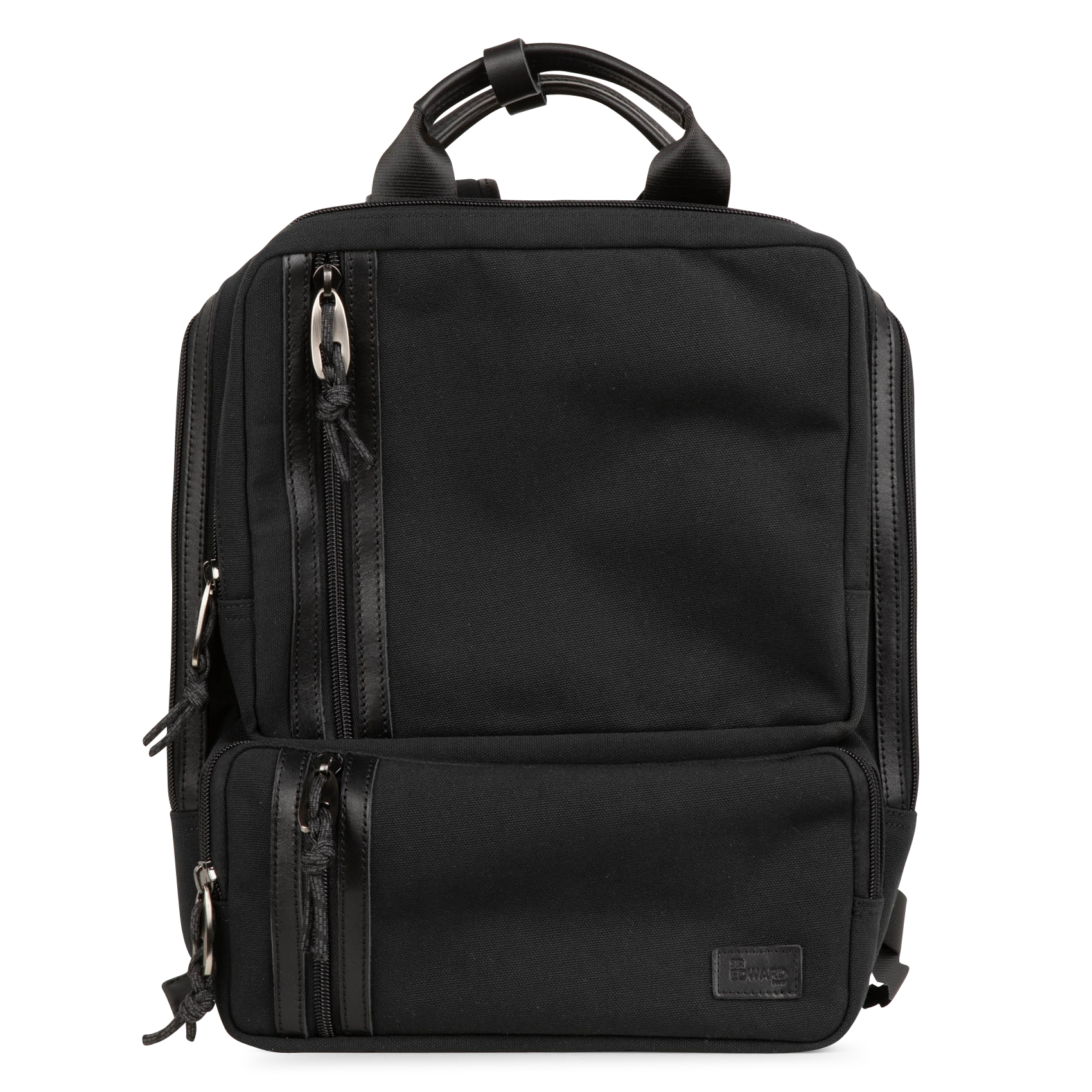 SIGMA - Sac à dos multi poches en cuir mélangé | Noir