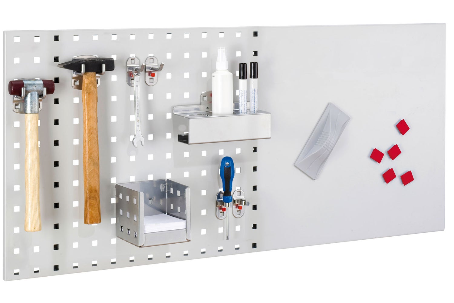 Kappes LogoChart® Opbergset #2 1x Geperforeerde plaat 1000x450mm 1x Accessoire assortiment 17-delig aluminium kleur