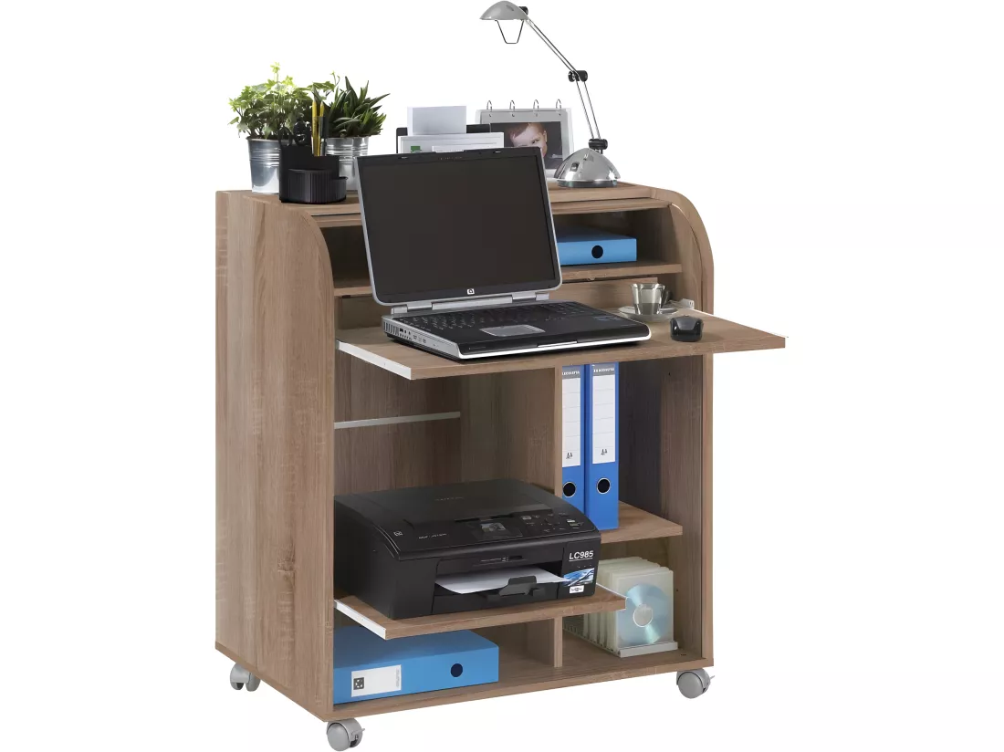 Bureau Informatique Chêne 1 Rideau - Coloris: Chêne Naturel