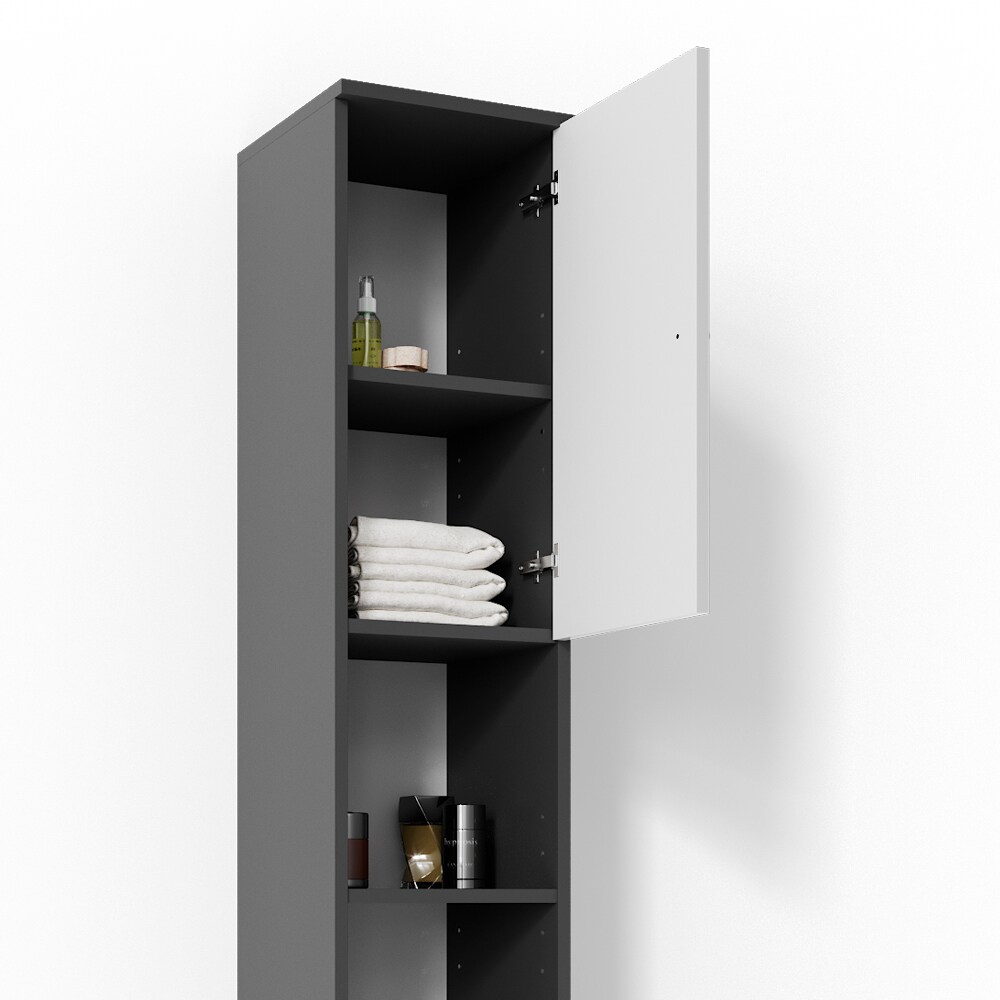 VICCO Badschrank Fynn 190 x 30 cm Anthrazit - Badezimmerschrank Hochschrank Schrank Regal Badregal