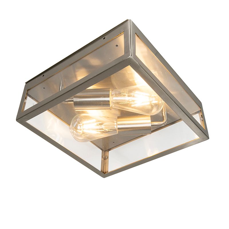 Moderne vierkante buiten plafondlamp staal 2-lichts - Rotterdam