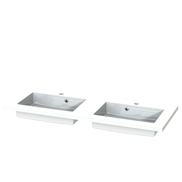 Tiger Reverse Meubelset 2x60 cm met 4 lades Naturel eik / Mat wit inclusief 2 Quadro wastafels Hoogglans wit
