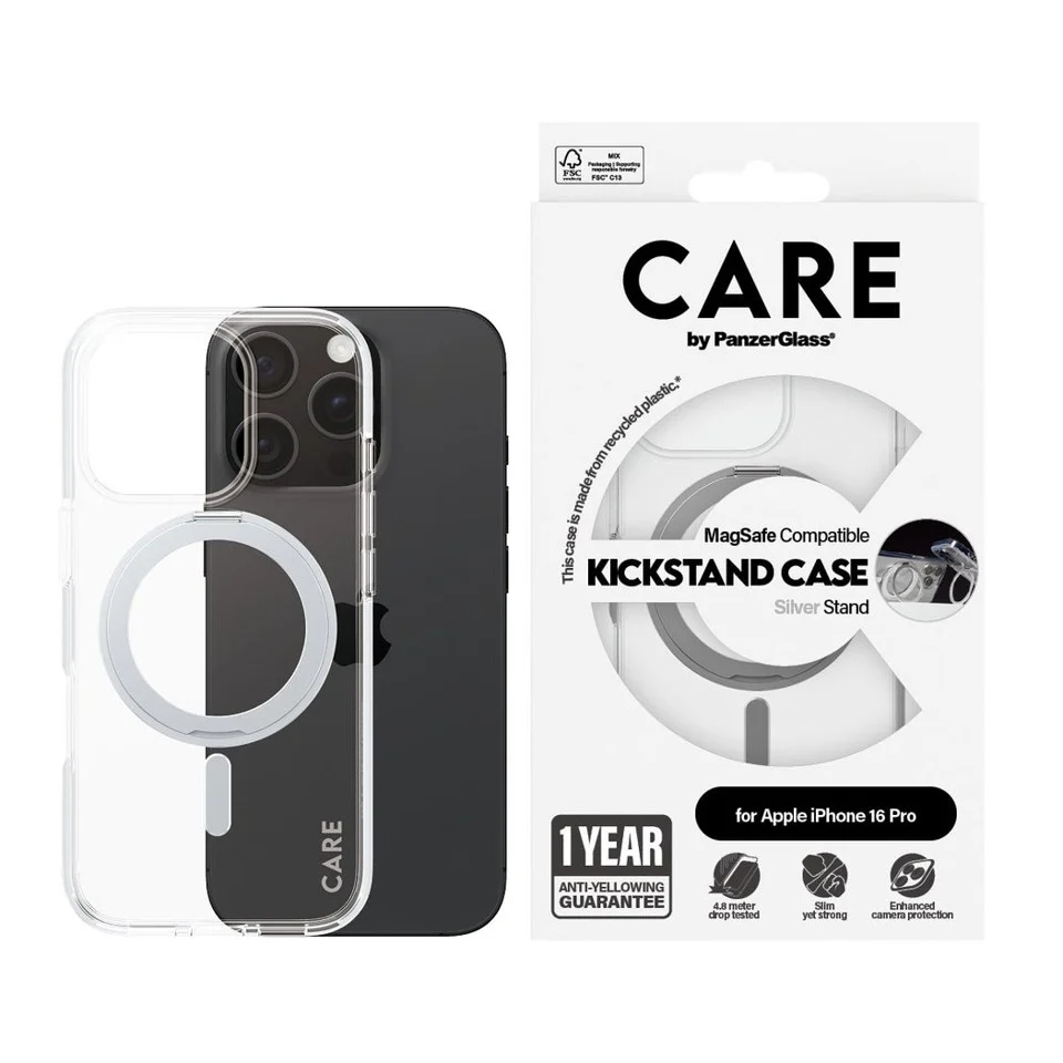 CARE by PanzerGlass-Case - Transparent & MagSafe - iPhone 16 Pro