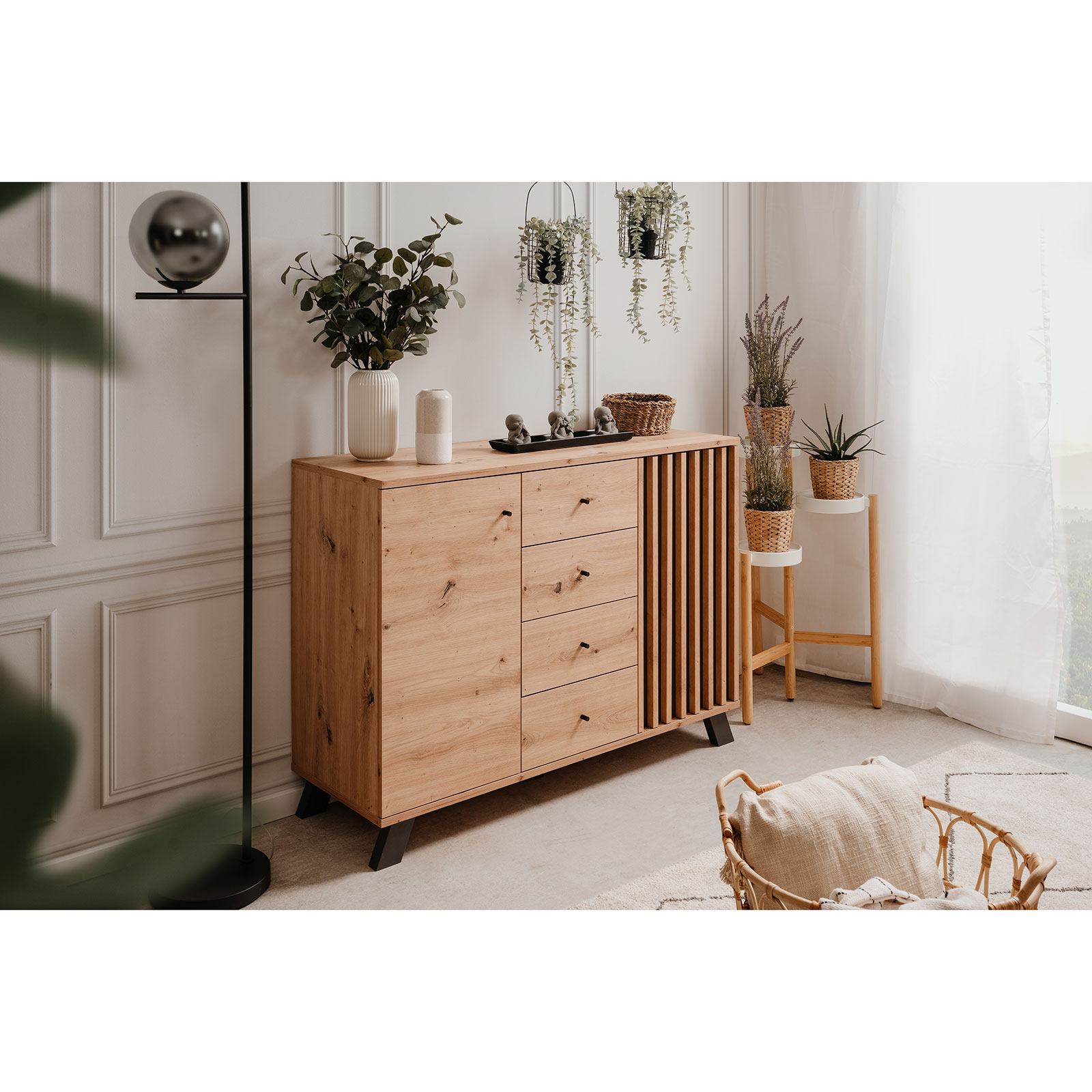Kommode MEDAN - Artisan Eiche - anthrazit - 118 cm breit