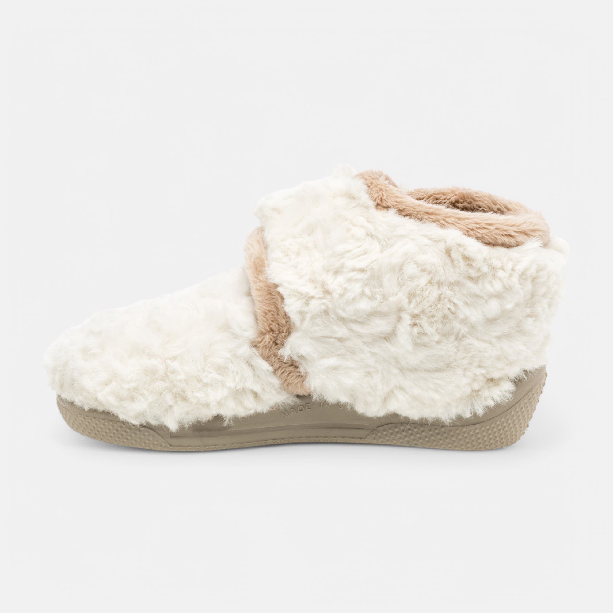 Pantoufles attaches velcros Bébé fille ecru