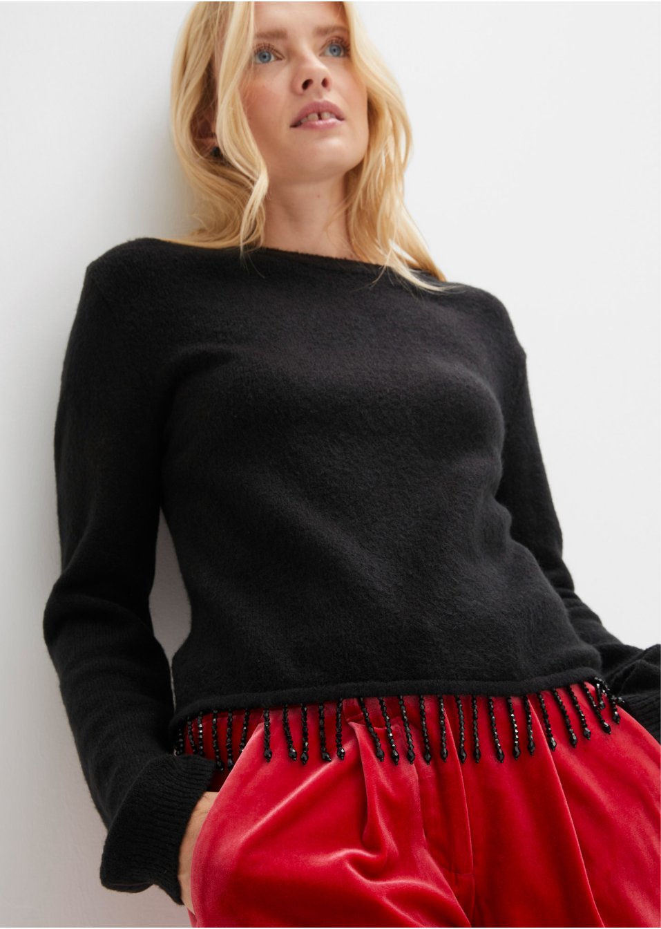 Pull avec franges perlées