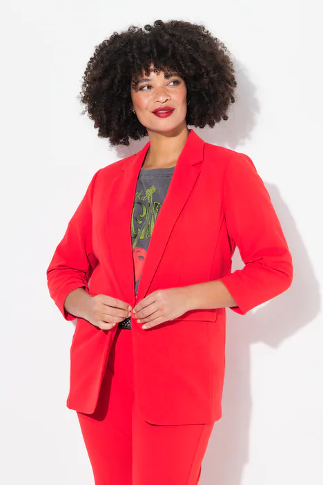 Blazer, offene Form, Reverskragen, Langarm, neon rot