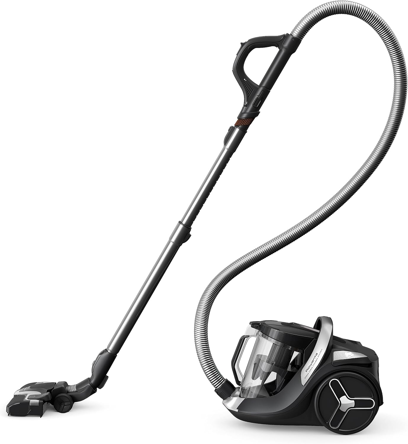 Rowenta Green Force Cyclonic Effitech Animal, Bodenstaubsauger ohne Beutel, 500 W, 2,5 Liter XXL Fassungsvermögen, besonders geräuscharm mit 66 Dezibel, Schwarz-Aluminium, RO7C66