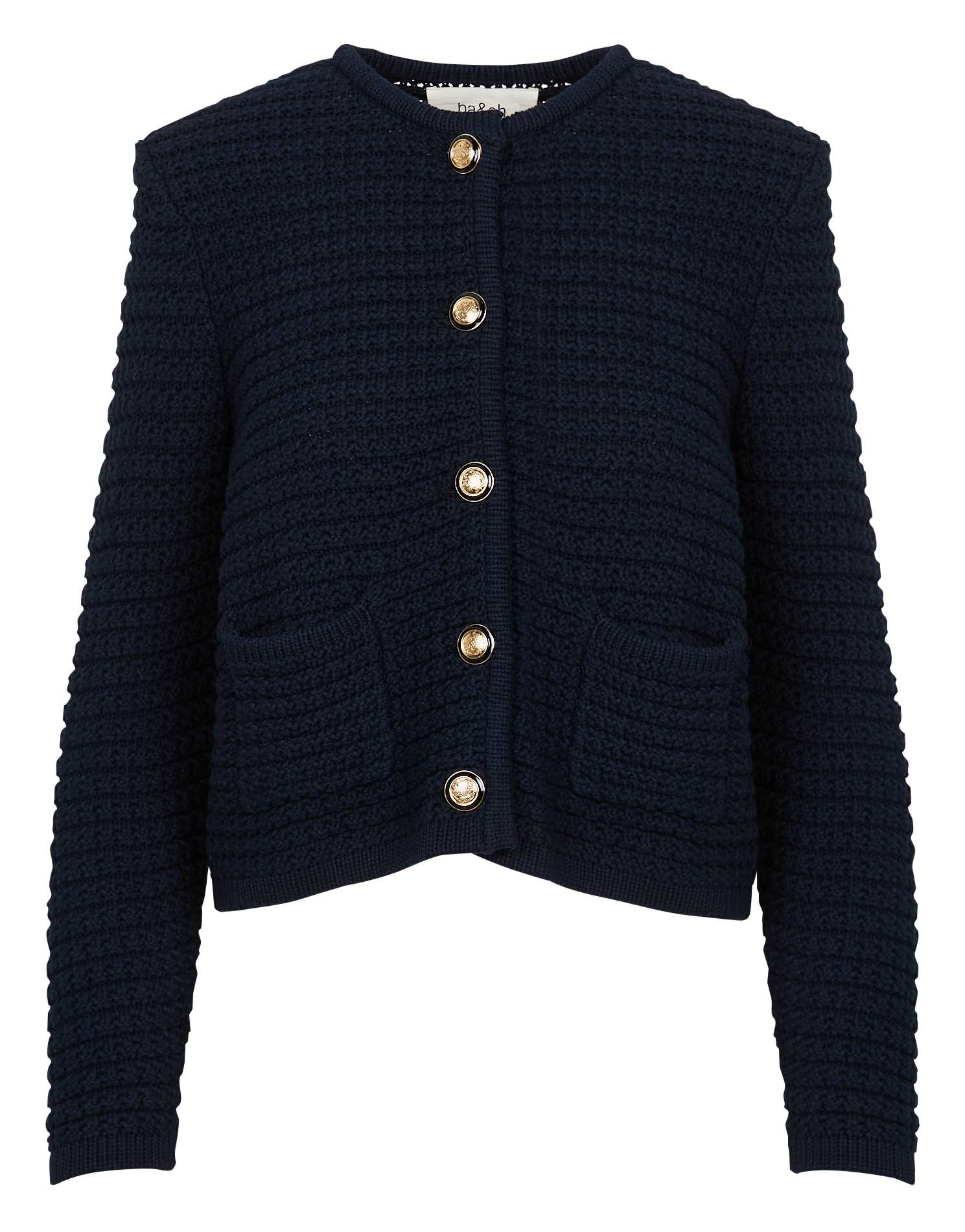 GASPARD - Gilet droit col rond en coton mélangé | Bleu