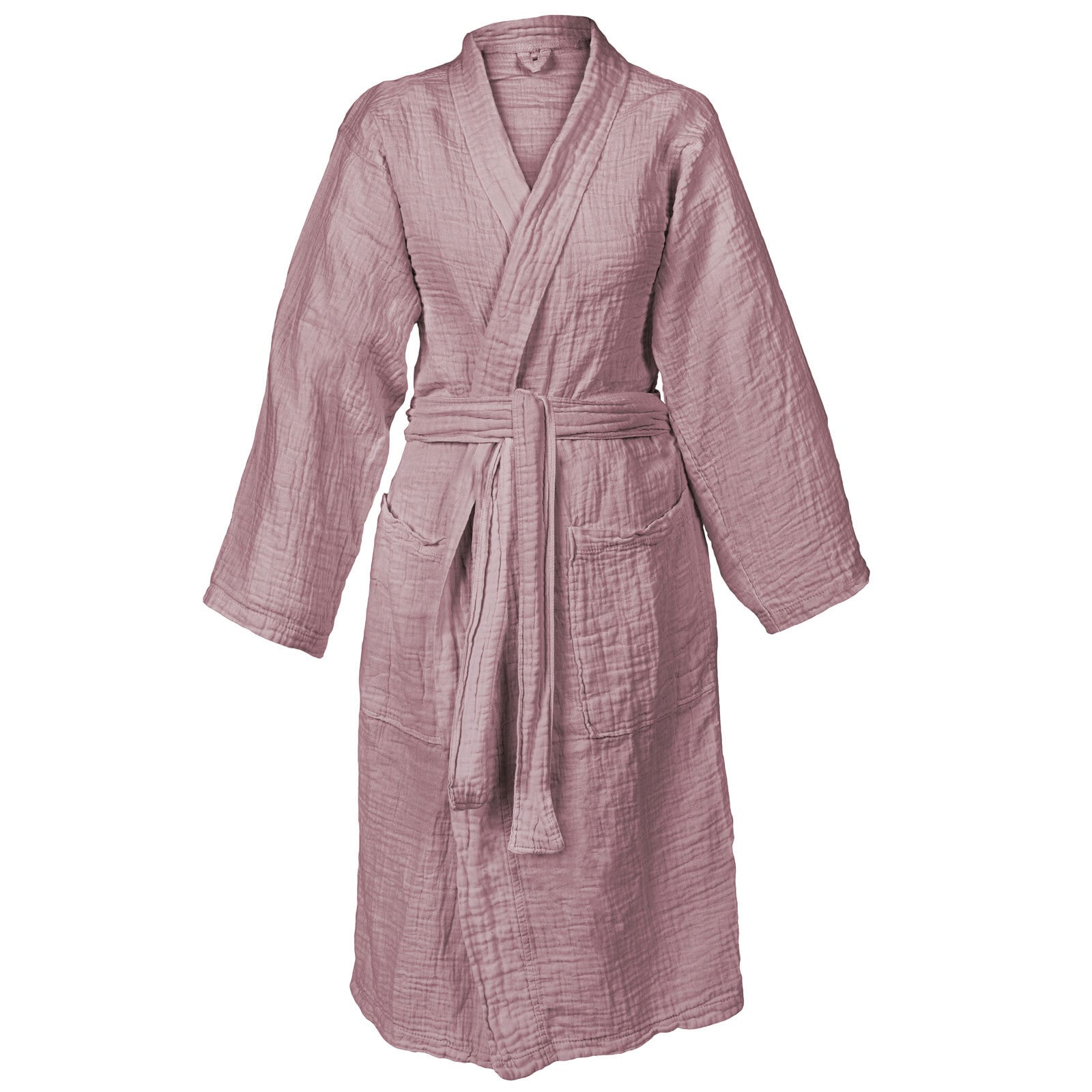 INSPIRATION HOME Musselin-Bademantel S/M mauve