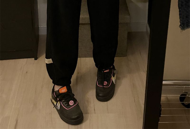 CRIBI - Corduroy joggingbroek met hoge taille en effen stof