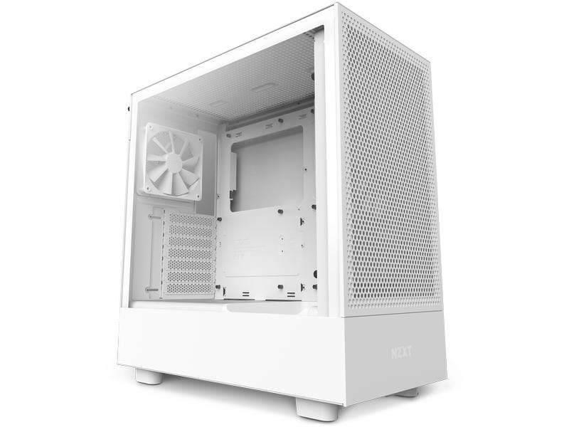 NZXT PC-Gehäuse H5 Flow RGB Weiss matt Kompaktes Mid-Tower-Gehäuse mit Seitenfenster und RGB-Lüftern