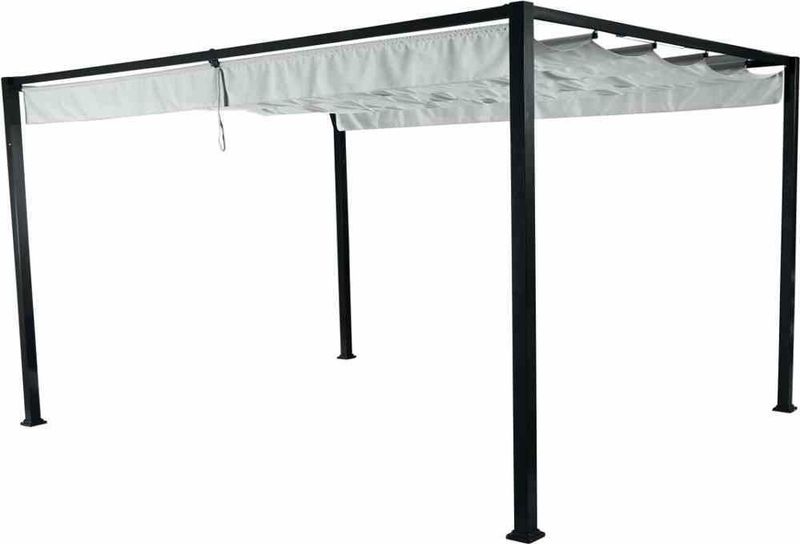 Overkapping - Lichtgrijs - Aluminium/Stalen Frame - Verstelbaar Dak