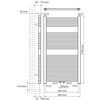 Haceka design radiator Gobi wit 6-punts 111 x 59 cm
