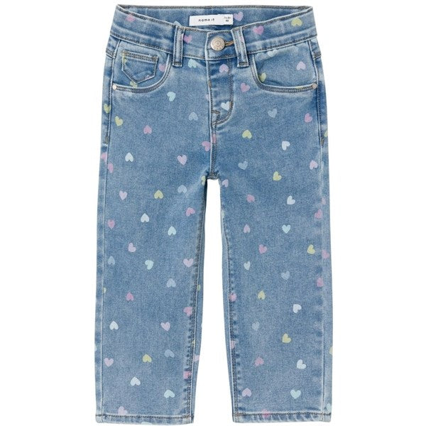 Køb Name it Medium Blue Denim Hearts Bella Mom Jeans