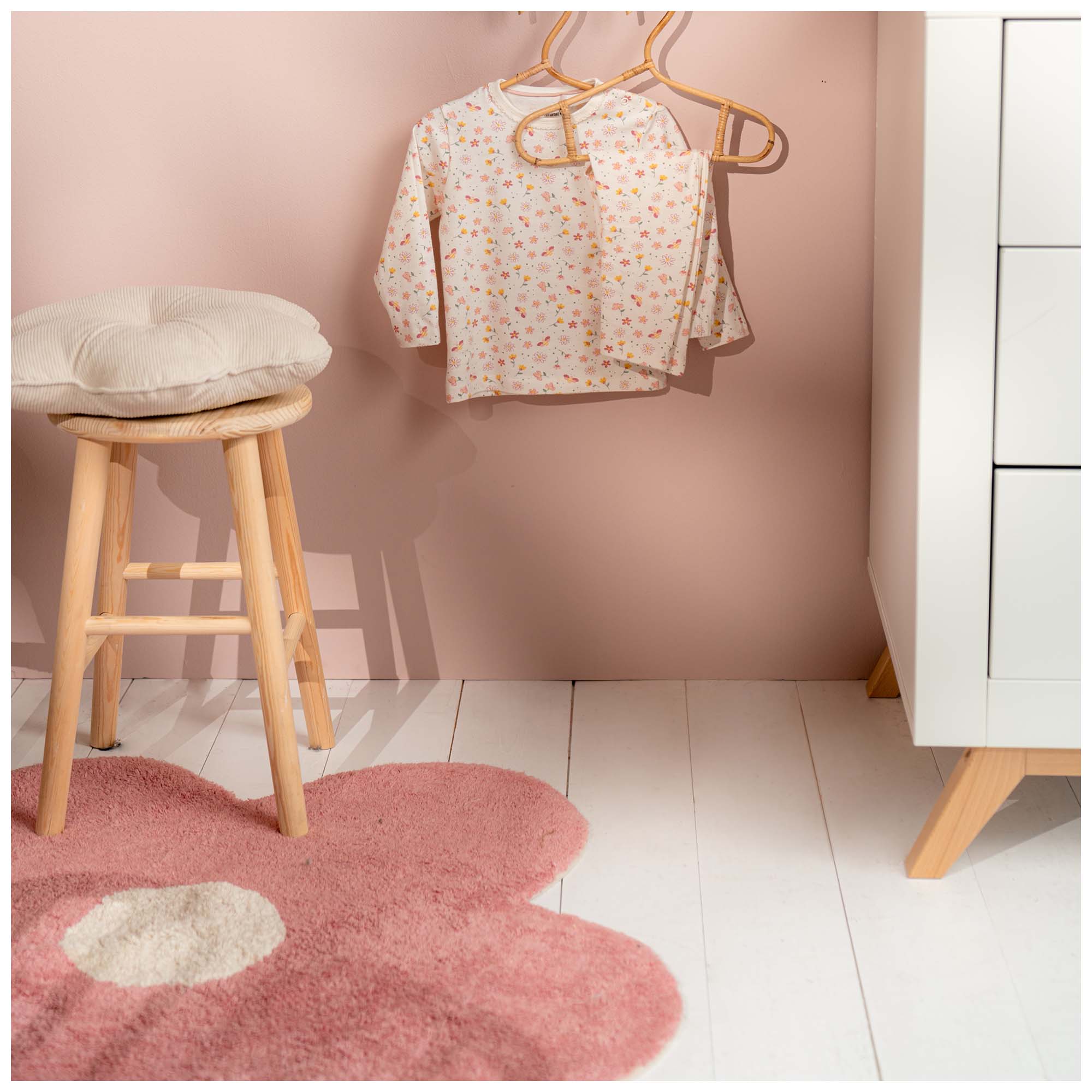 Prénatal vloerkleed bloem roze