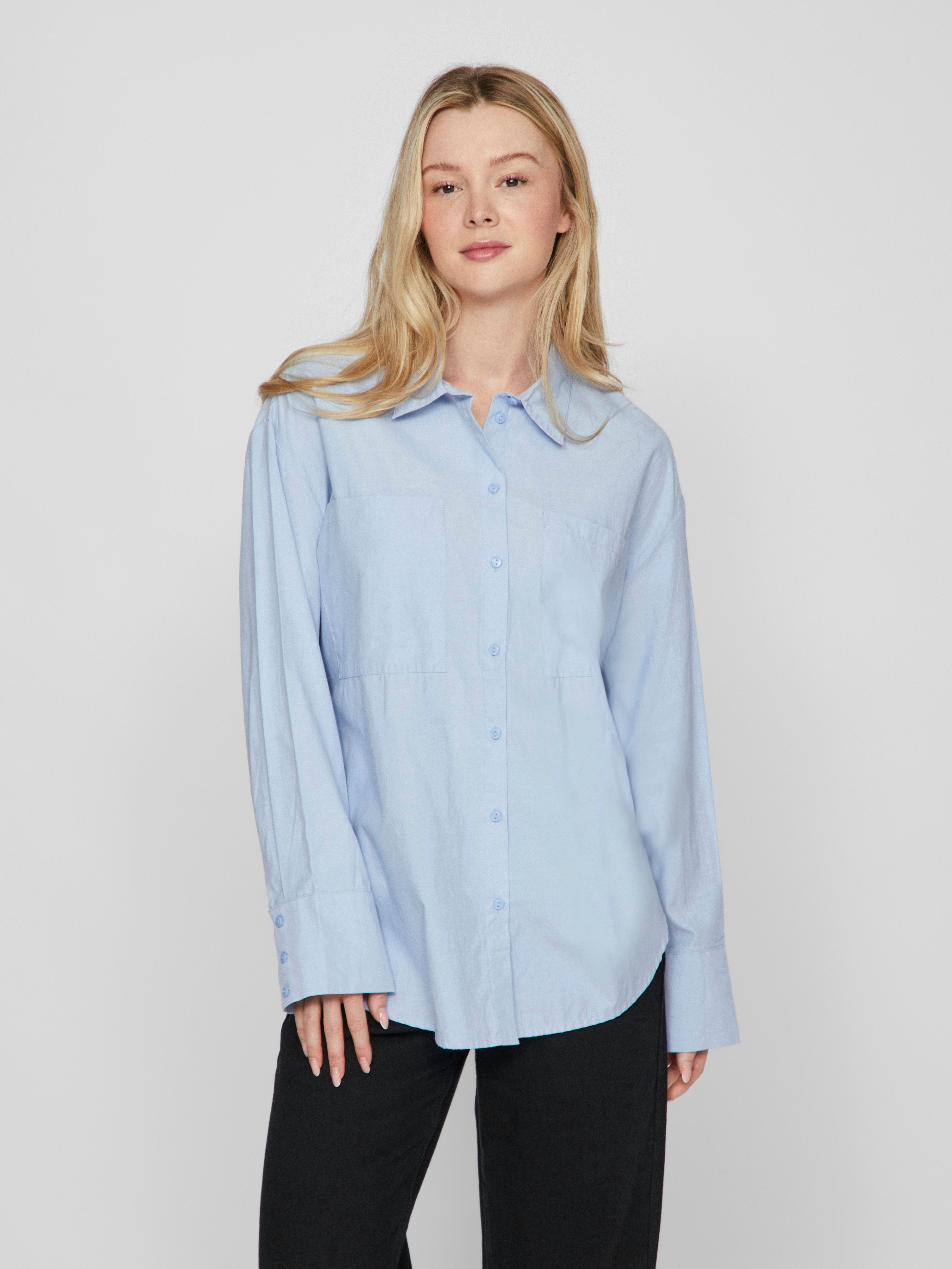 Vila  Vifine L/S Oversized skjorte - Kentucky Blue