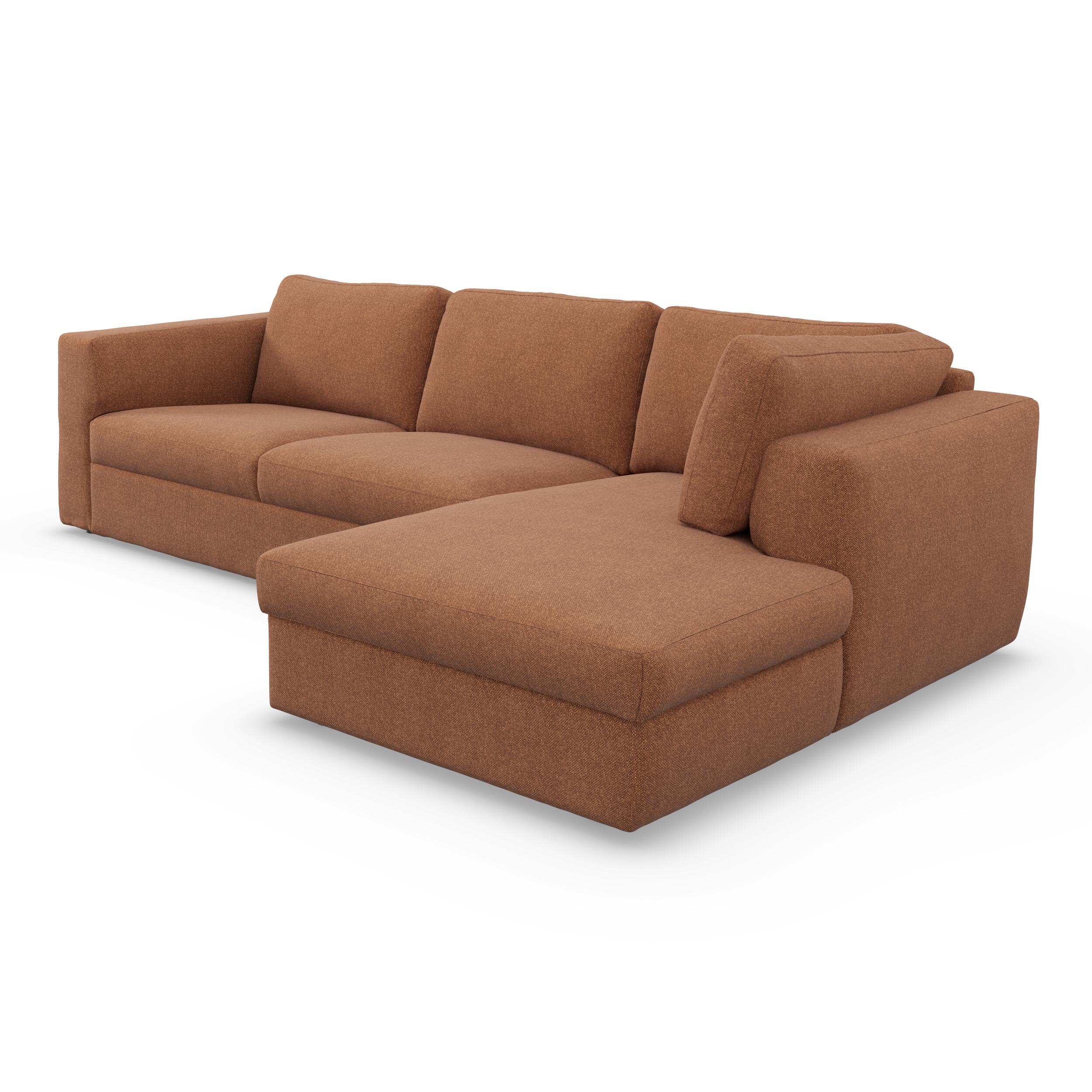 Lean højrevendt sofa med chaiselong