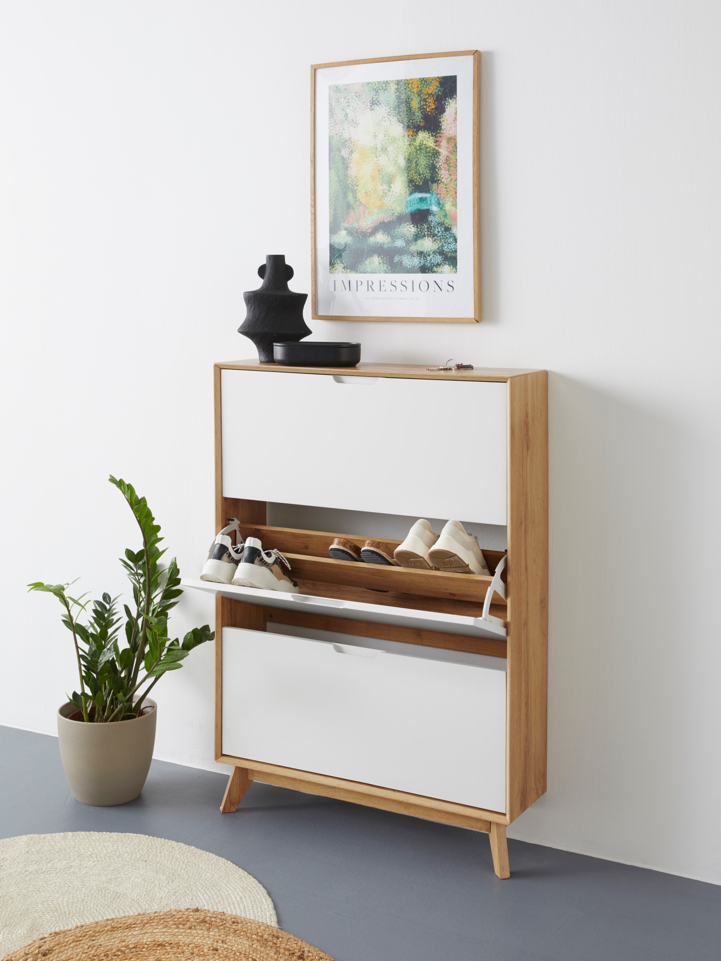 andas Schuhschrank »Pandrup« mit 3 Klappen, ca. 8 Paar Schuhe pro Klappe, Höhe 125 cm