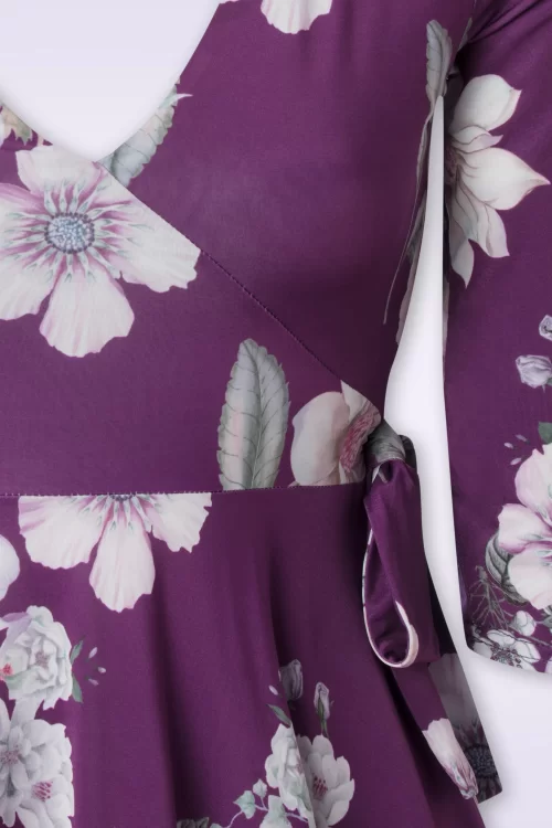 Vintage Chic for Topvintage Rosalia floral swing jurk in paars