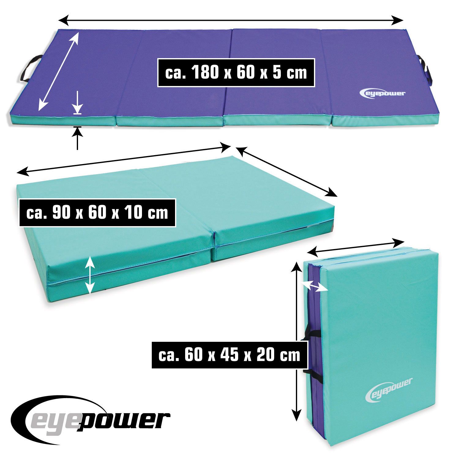 Weichbodenmatte 180*60*5cm mint/aubergine