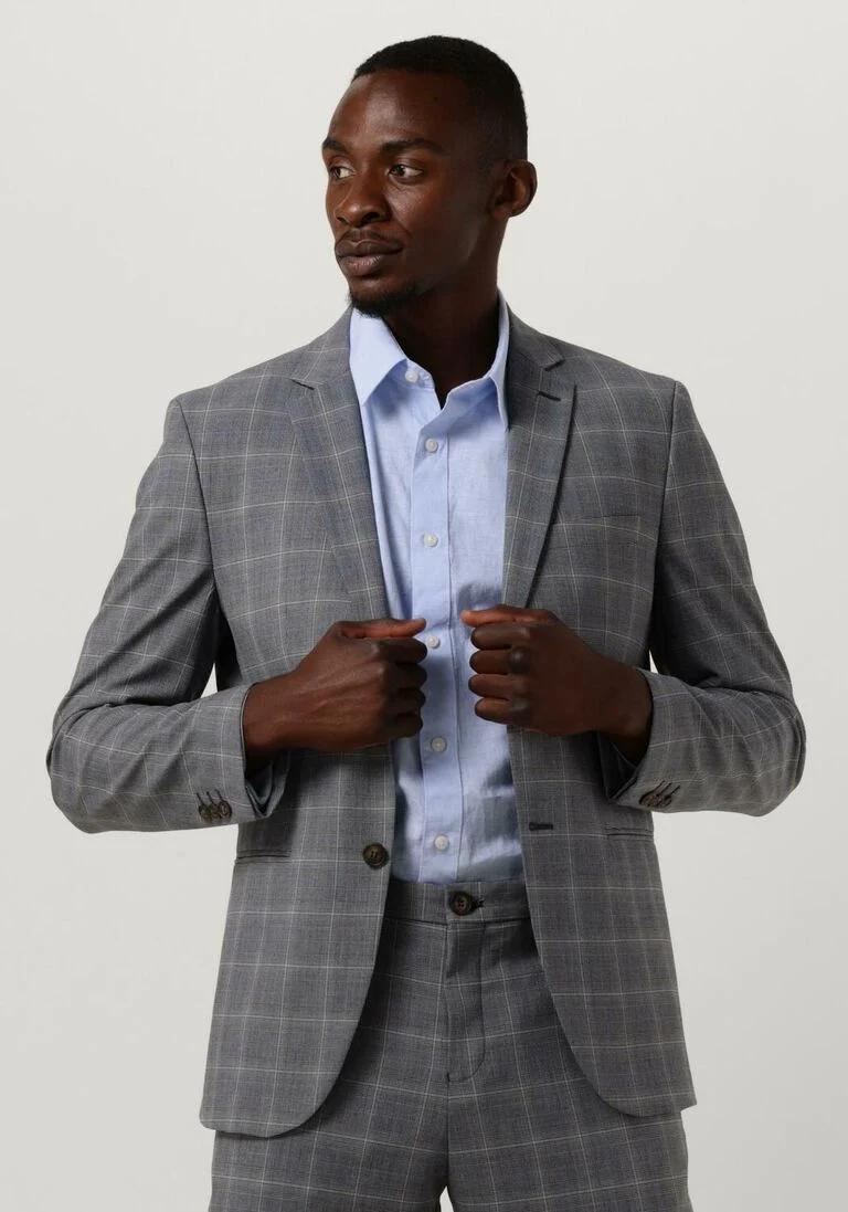 SELECTED HOMME grijze selected homme colbert slhslim-liam grey/blue check blz flex b