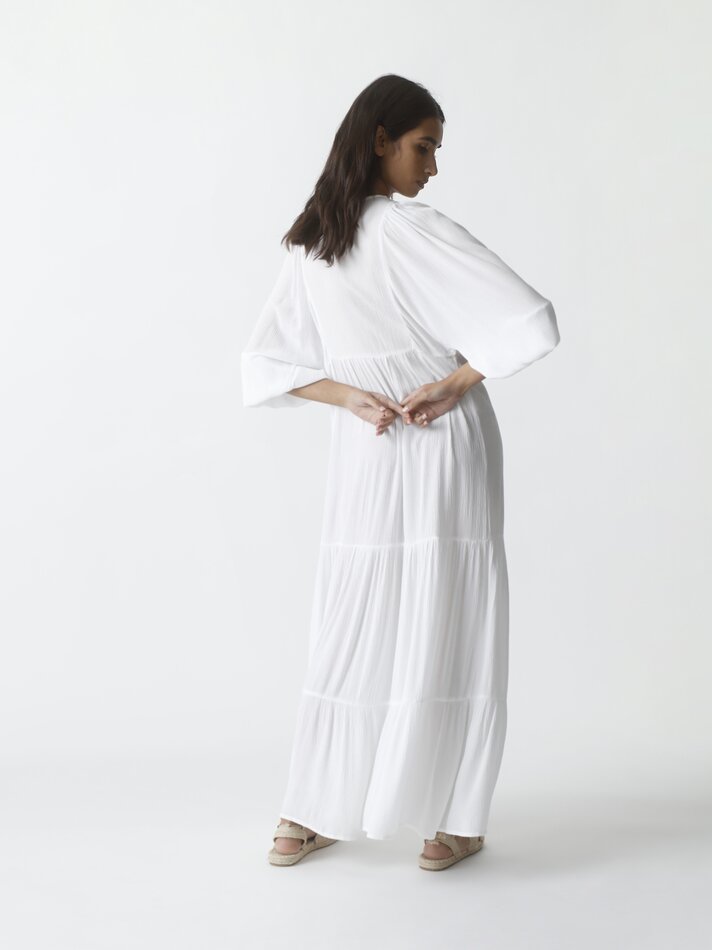 Vestido longo de chiffon - Branco