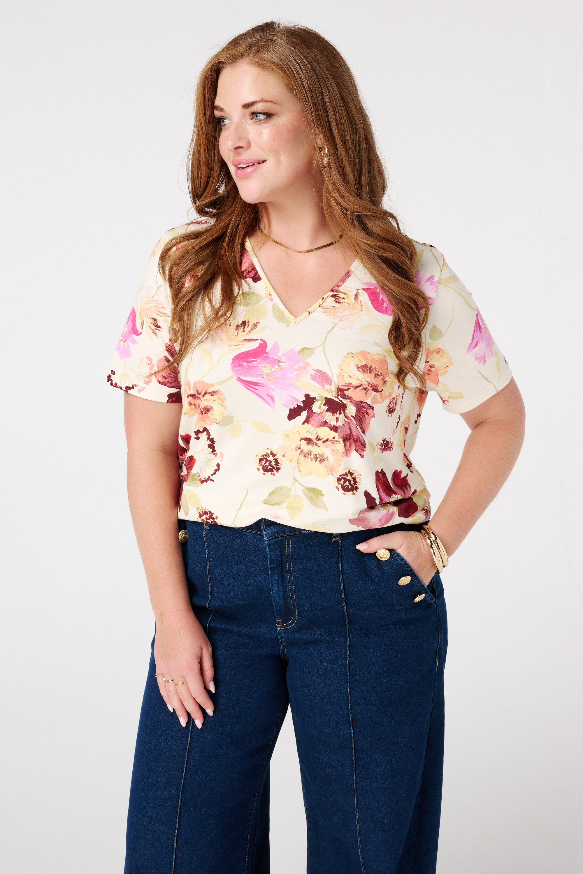 T-shirt met print Multi Pink