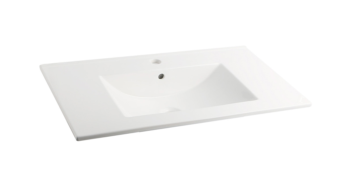 Fontana Lento wit badkamermeubel ribbelfront met witte wastafel 100cm 1 kraangat en ronde spiegel