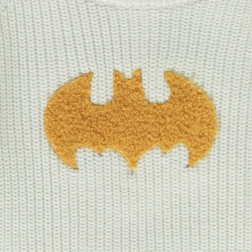 Pull en tricot patch bouclettes Batman Warner pour bébé garçon - Ecru